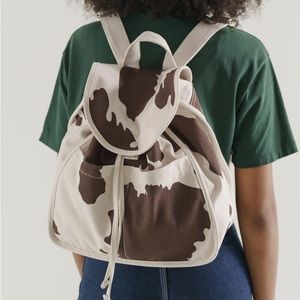 Baggu Drawstring Backpack Cow Print Fabric Bag Reusable